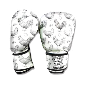 Hand Drawn Chicken Pattern Print Boxing Gloves