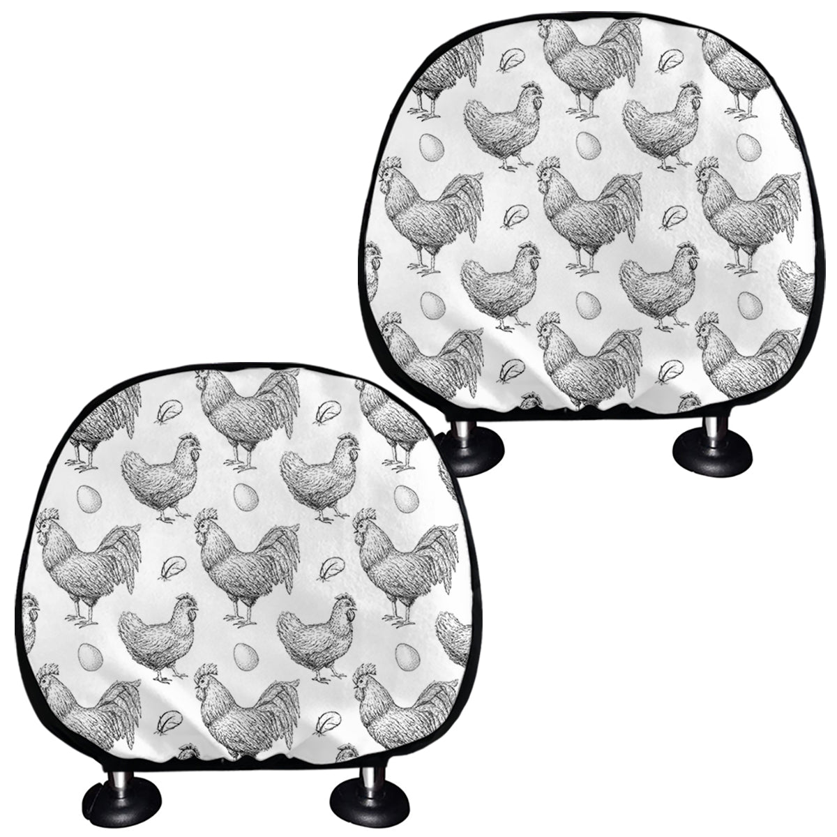 Hand Drawn Chicken Pattern Print Car Headrest Covers