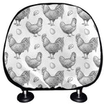 Hand Drawn Chicken Pattern Print Car Headrest Covers