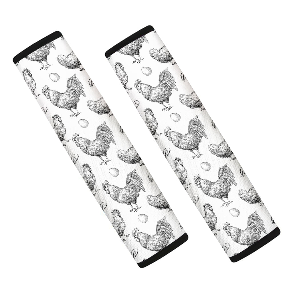 Hand Drawn Chicken Pattern Print Car Seat Belt Covers