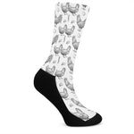 Hand Drawn Chicken Pattern Print Crew Socks