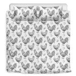 Hand Drawn Chicken Pattern Print Duvet Cover Bedding Set