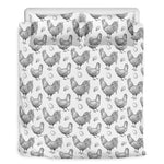 Hand Drawn Chicken Pattern Print Duvet Cover Bedding Set