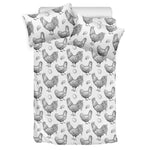 Hand Drawn Chicken Pattern Print Duvet Cover Bedding Set