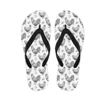 Hand Drawn Chicken Pattern Print Flip Flops