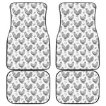 Hand Drawn Chicken Pattern Print Front and Back Car Floor Mats