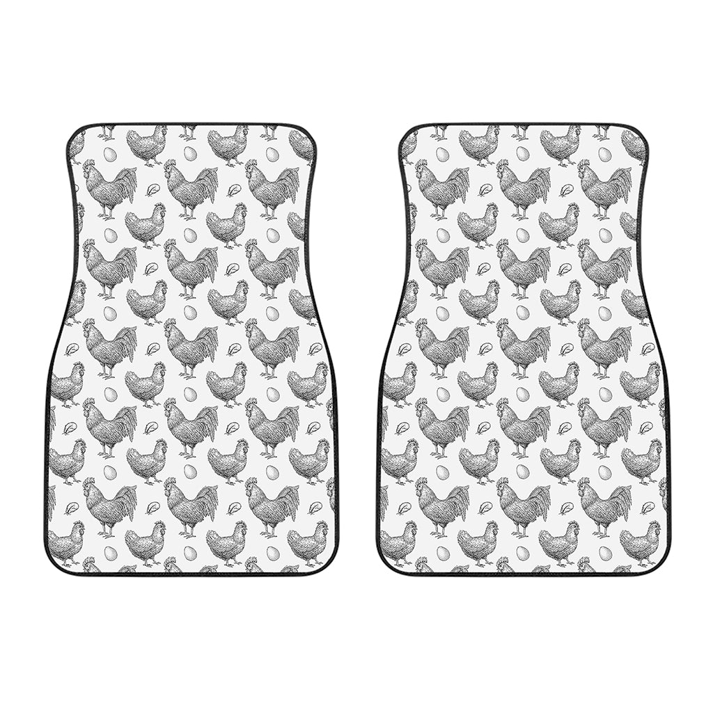 Hand Drawn Chicken Pattern Print Front Car Floor Mats