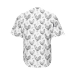 Hand Drawn Chicken Pattern Print Men's Baseball Jersey