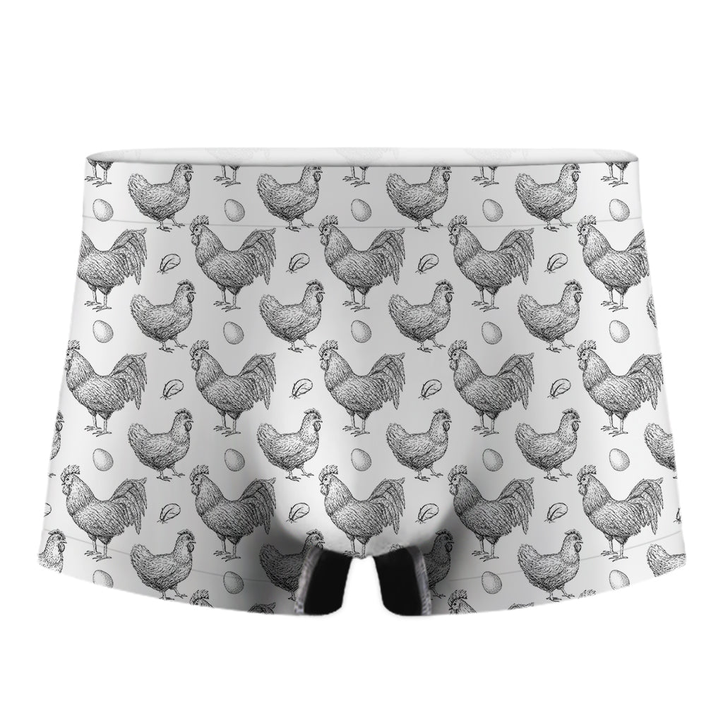 Hand Drawn Chicken Pattern Print Men's Boxer Briefs
