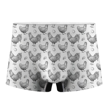Hand Drawn Chicken Pattern Print Men's Boxer Briefs