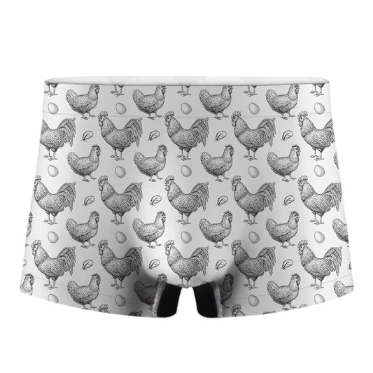 Hand Drawn Chicken Pattern Print Men's Boxer Briefs