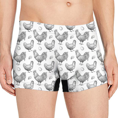 Hand Drawn Chicken Pattern Print Men's Boxer Briefs