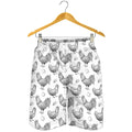 Hand Drawn Chicken Pattern Print Men's Shorts