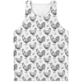 Hand Drawn Chicken Pattern Print Men's Tank Top