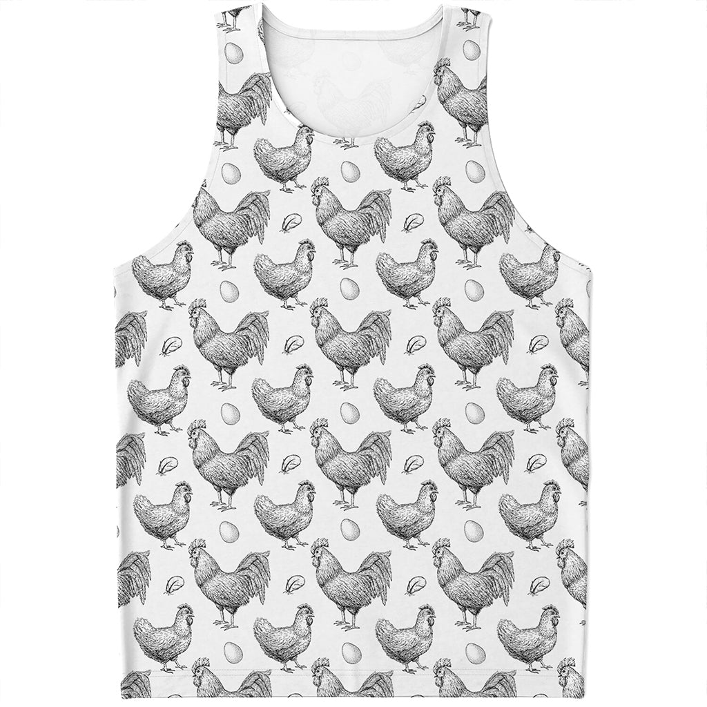 Hand Drawn Chicken Pattern Print Men's Tank Top