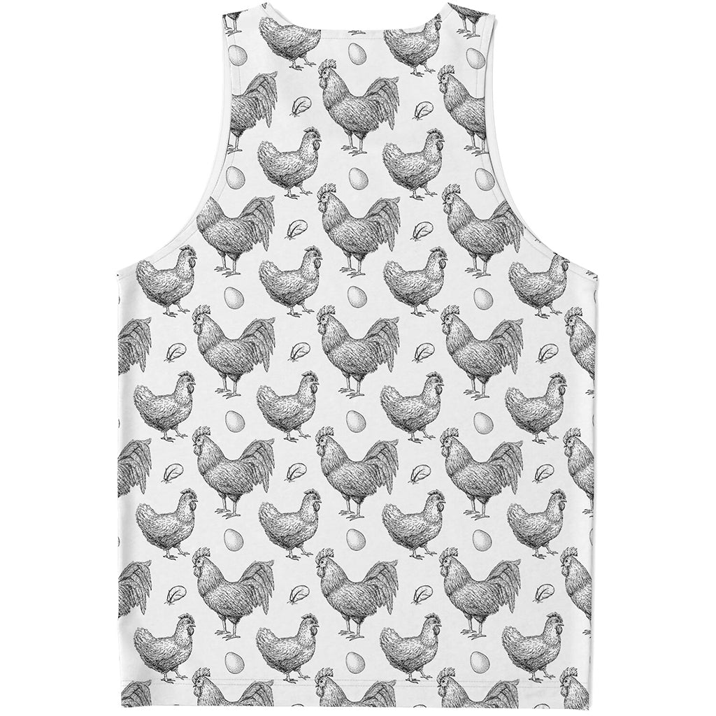 Hand Drawn Chicken Pattern Print Men's Tank Top