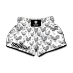 Hand Drawn Chicken Pattern Print Muay Thai Boxing Shorts