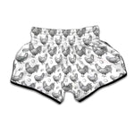 Hand Drawn Chicken Pattern Print Muay Thai Boxing Shorts