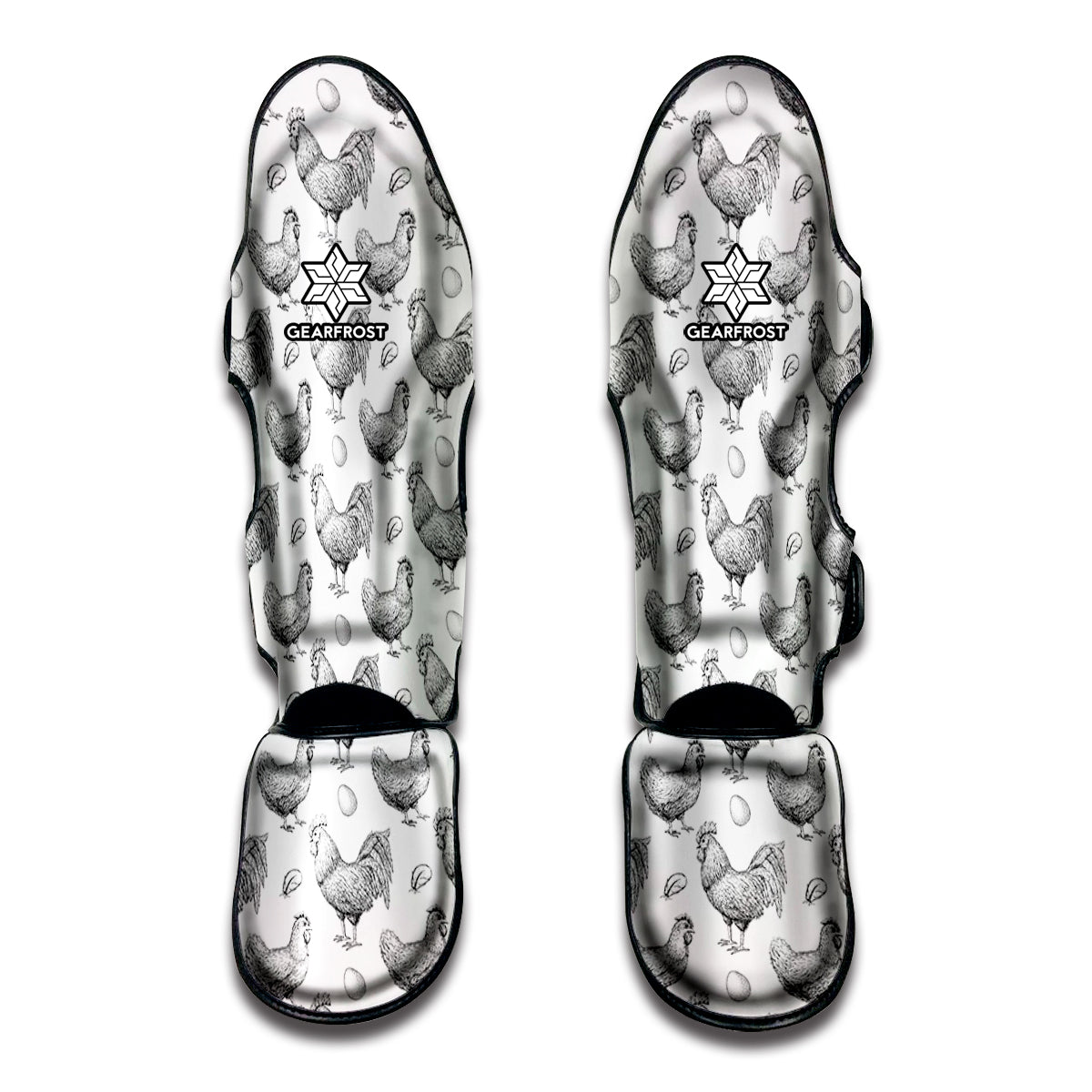 Hand Drawn Chicken Pattern Print Muay Thai Shin Guard