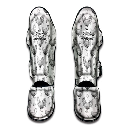 Hand Drawn Chicken Pattern Print Muay Thai Shin Guard