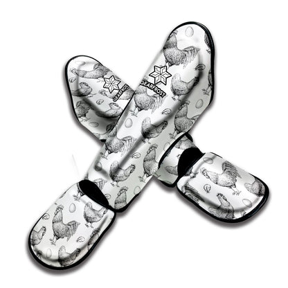 Hand Drawn Chicken Pattern Print Muay Thai Shin Guard