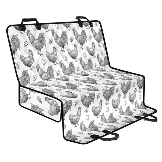Hand Drawn Chicken Pattern Print Pet Car Back Seat Cover