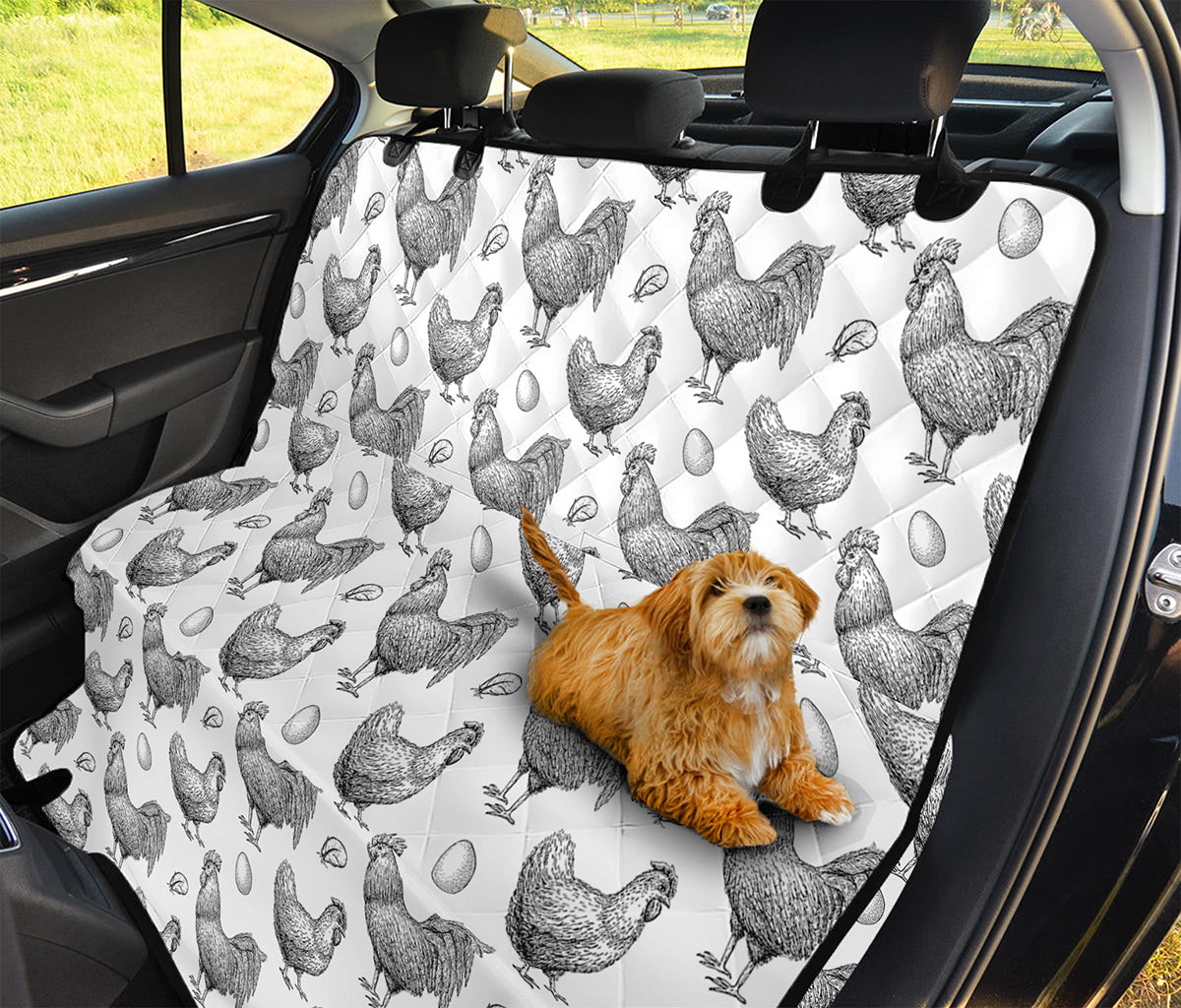Hand Drawn Chicken Pattern Print Pet Car Back Seat Cover