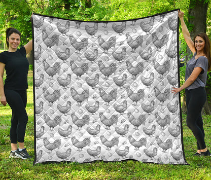 Hand Drawn Chicken Pattern Print Quilt