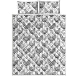 Hand Drawn Chicken Pattern Print Quilt Bed Set