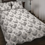 Hand Drawn Chicken Pattern Print Quilt Bed Set