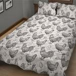 Hand Drawn Chicken Pattern Print Quilt Bed Set