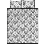 Hand Drawn Chicken Pattern Print Quilt Bed Set