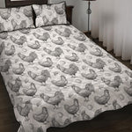 Hand Drawn Chicken Pattern Print Quilt Bed Set