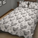 Hand Drawn Chicken Pattern Print Quilt Bed Set