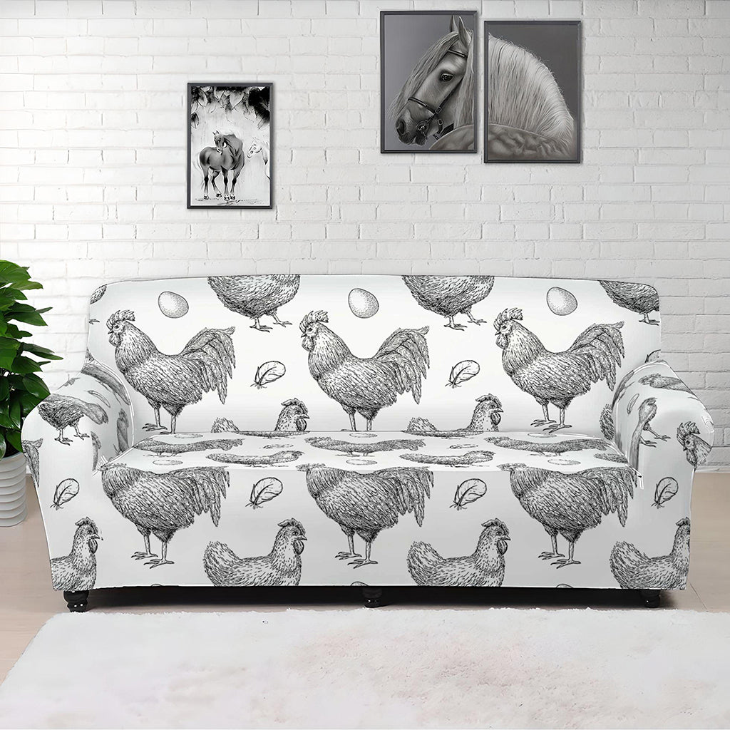 Hand Drawn Chicken Pattern Print Sofa Cover