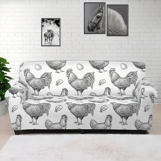 Hand Drawn Chicken Pattern Print Sofa Cover