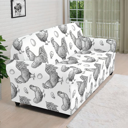 Hand Drawn Chicken Pattern Print Sofa Cover