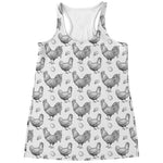 Hand Drawn Chicken Pattern Print Women's Racerback Tank Top
