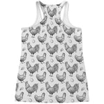 Hand Drawn Chicken Pattern Print Women's Racerback Tank Top