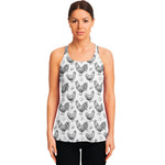 Hand Drawn Chicken Pattern Print Women's Racerback Tank Top