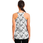 Hand Drawn Chicken Pattern Print Women's Racerback Tank Top