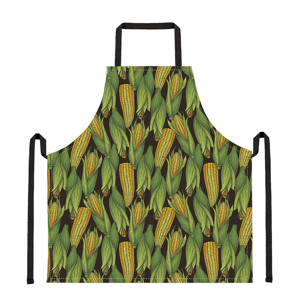 Hand-Drawn Corncob Pattern Print Apron