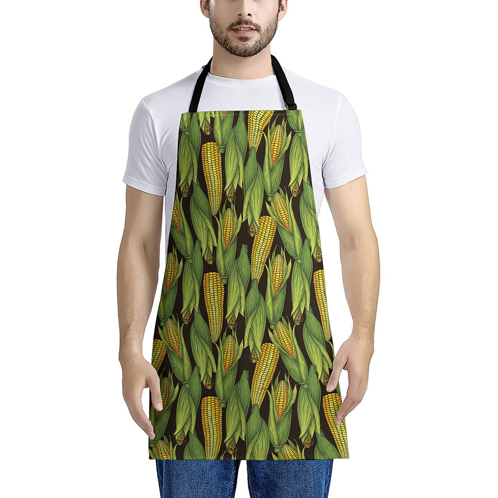 Hand-Drawn Corncob Pattern Print Apron