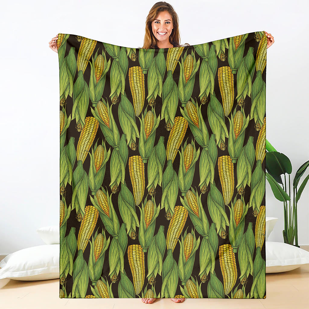 Hand-Drawn Corncob Pattern Print Blanket