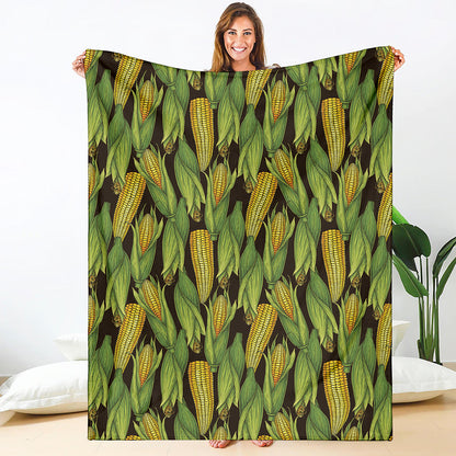Hand-Drawn Corncob Pattern Print Blanket
