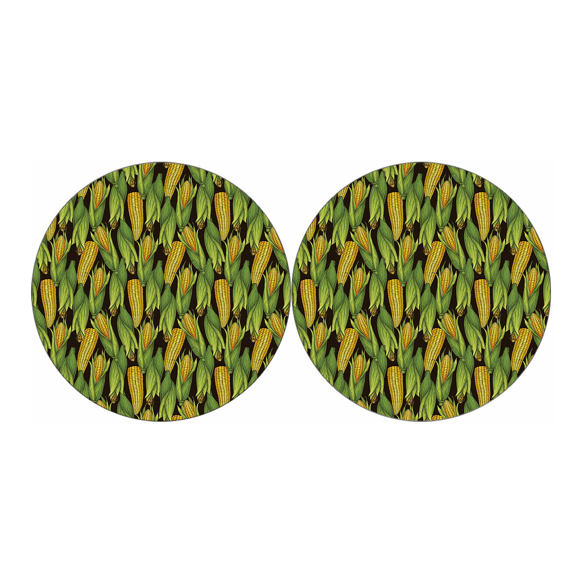 Hand-Drawn Corncob Pattern Print Car Coasters