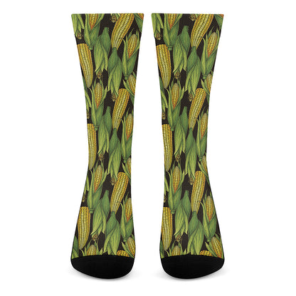 Hand-Drawn Corncob Pattern Print Crew Socks