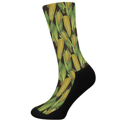 Hand-Drawn Corncob Pattern Print Crew Socks