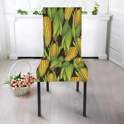 Hand-Drawn Corncob Pattern Print Dining Chair Slipcover