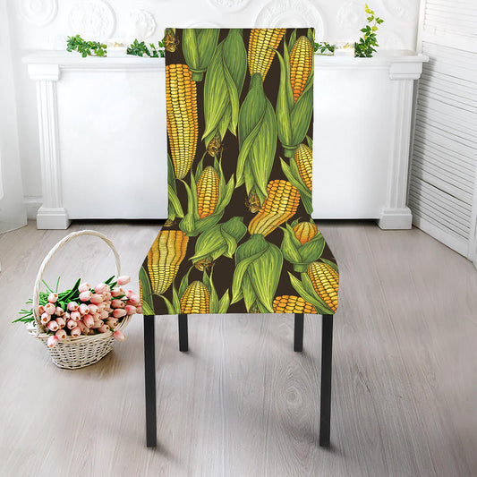 Hand-Drawn Corncob Pattern Print Dining Chair Slipcover